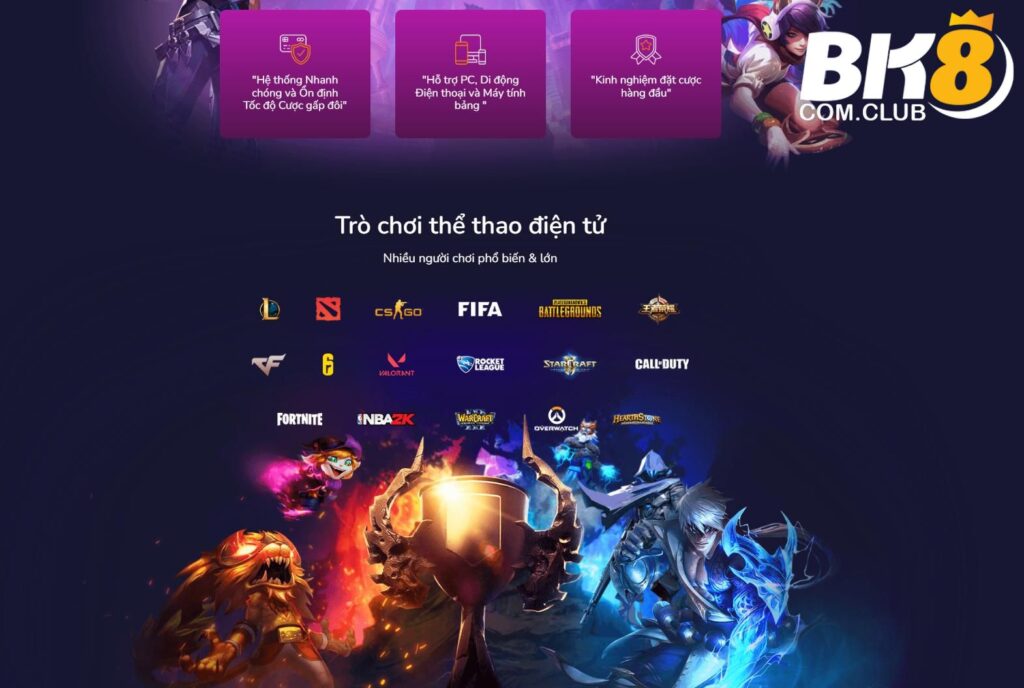 Khám phá những trò cược Esports hot nhất tại nhà cái BK8 