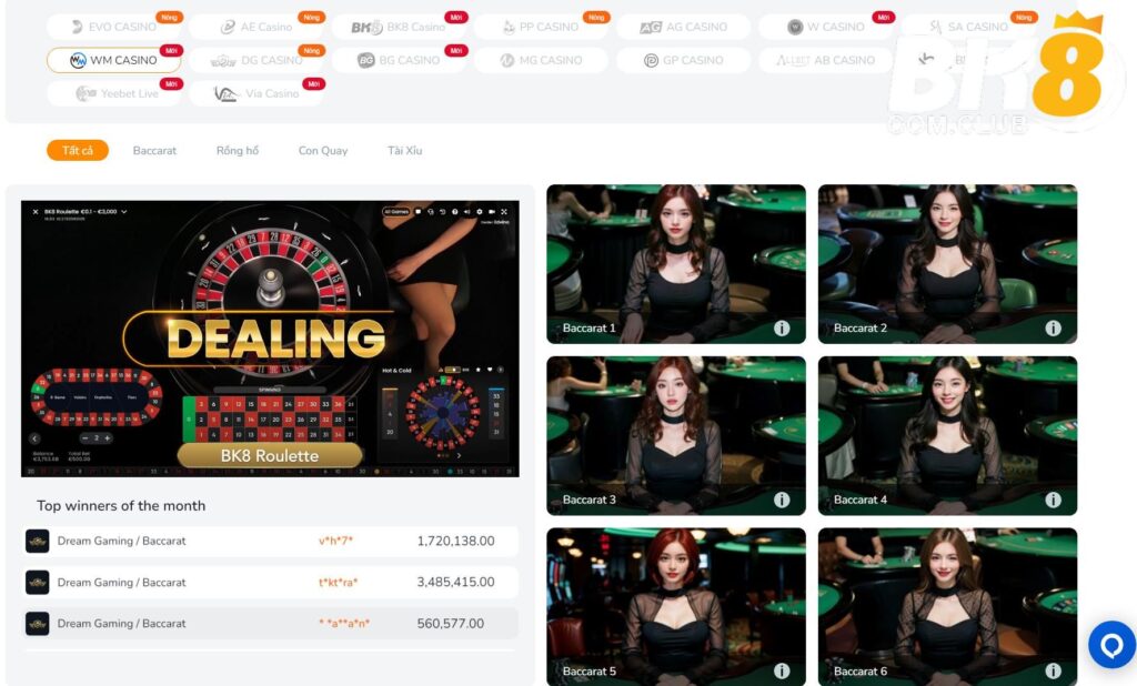 Điểm qua các tựa game Live Casino BK8 hot hit